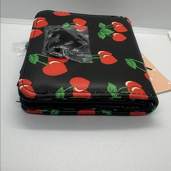 🍒 NWT Luv Betsey by Betsey Johnson Cherry Sweet Bifold Wallet - Black Heart HTF🍒 - Picture 12 of 16